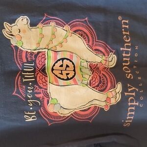 Simply Southern blue SS lama Tee shirt  Medium preowned